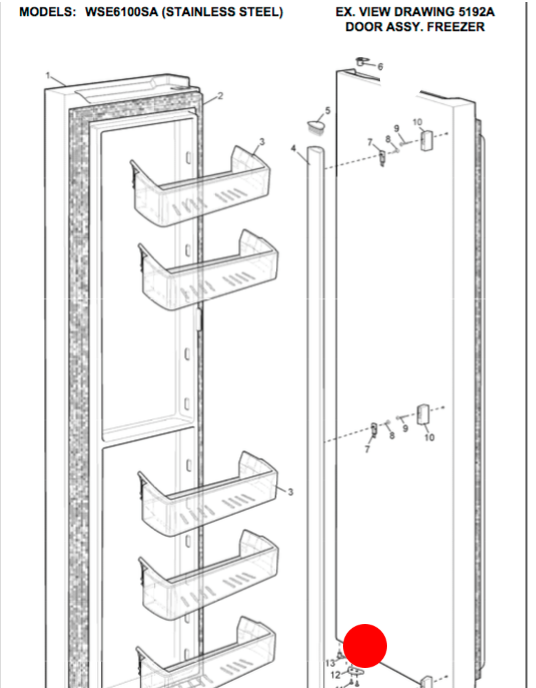 WESTINGHOUSE FRIDGE THIMBLE CAM ASSEMBLY CLOSED lower WBM4000SA, WBM4000WA, WBM3700SA, WBM3700WA,_description(1)