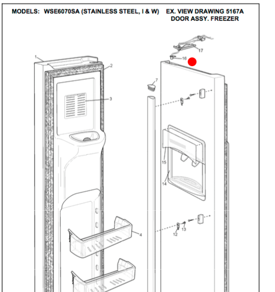 WESTINGHOUSE FRIDGE THIMBLE CAM ASSEMBLY OPEN FREEZER UPPER WSE6070WB,_description(1)