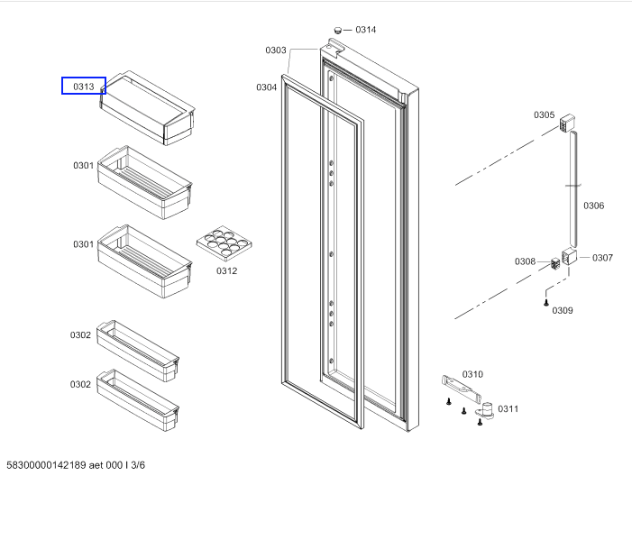 BOSCH Fridge DOOR SHELF TRAY FRIDGE SECTION TOP SHELF KAN62V00AU, or_description(1)
