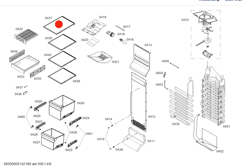 BOSCH Freezer Shelf 1st from top KAN62V00AU, KAN62V40AU/04,_description(1)