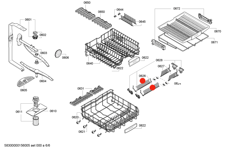 Bosch Dishwasher lower or bottom Rack dish holder rear left side SBI69m15, SMU50E35, SMU68M05, SMU68M05, SMS50E52, SMU50E05, SM_description(1)