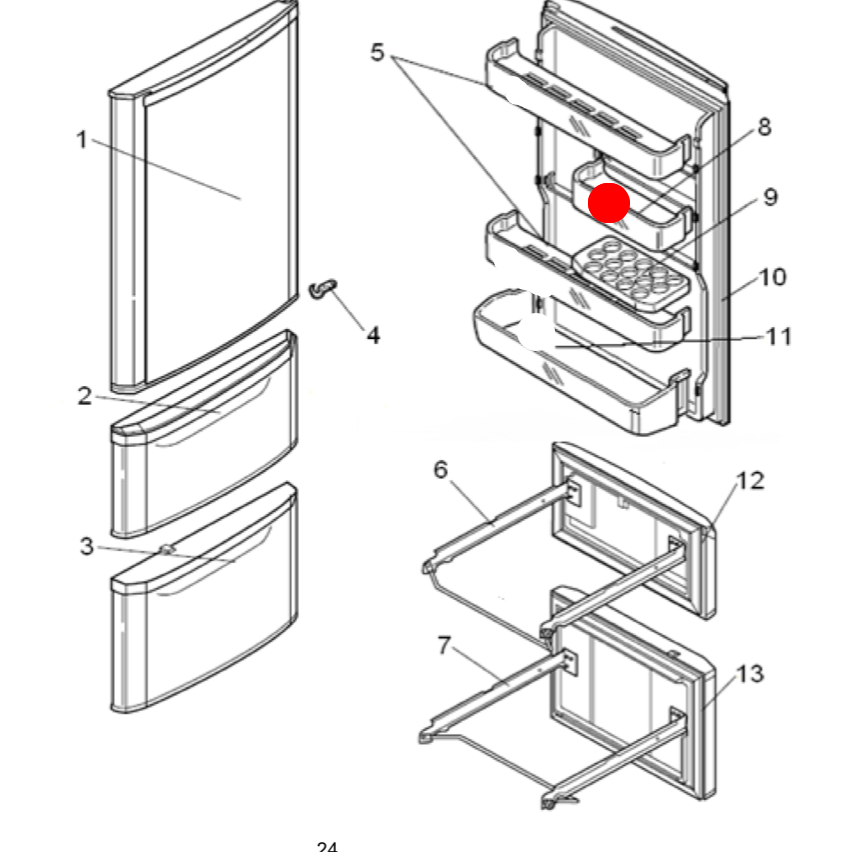 MITSUBISHI FRIDGE HALF SHELF MR-BF325B, MR-BF390B, MR-BF325C, MR-BF390C, MR-C405B, MR-C405C, MR-C405G *89119_description(1)
