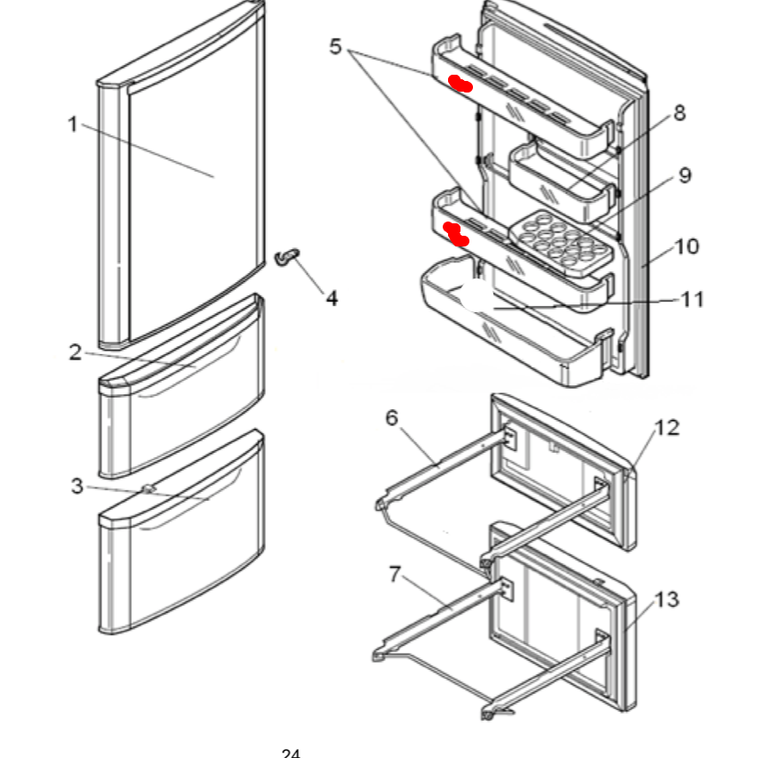 MITSUBISHI FRIDGE top SHELF MR-BF290B, MR-BF325B, MR-BF390B, MR-BF290C, MR-BF325C, MR-BF390C, MR-C375B, MR-C405B, *89118_description(1)