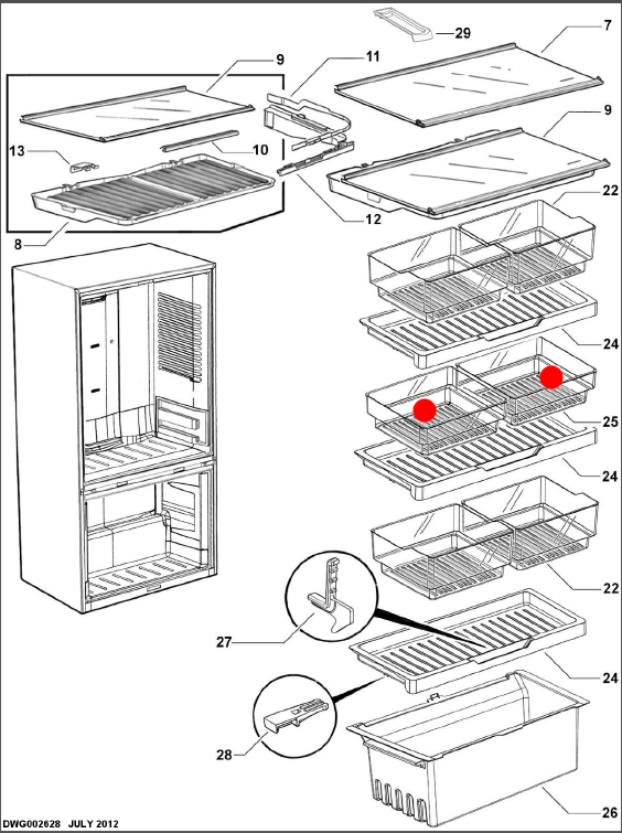 Fisher Paykel Fridge Lower Veggie bin RF610, RF610DUM2, RF610ADUX2, RF610ADUX3, RF610A. . 836970 836970, RF610ADX4, RF610ADX5, _description(1)