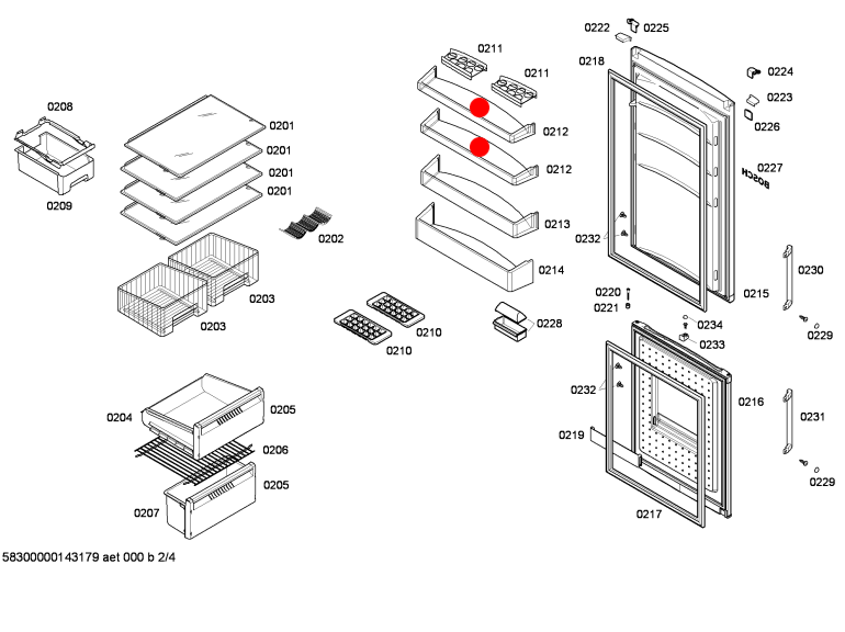 Bosch fridge Door shelf UPPER KDN49X70AU, kdn36x73AU, KGN53X70AU, kgn53x00au,_description(2)