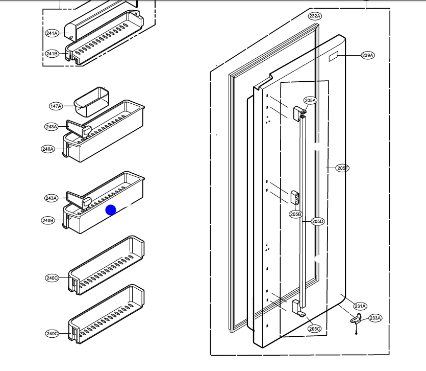 Lg Fridge side by side Door Shelf Bottle for fridge side GC-L197NFS, NO LONGER AVAILABLE_description(1)