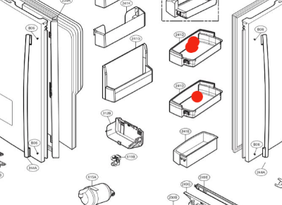 Lg Fridge side by side Door Shelf Right side GR-L218ASL, GF-D613SL,_description(1)