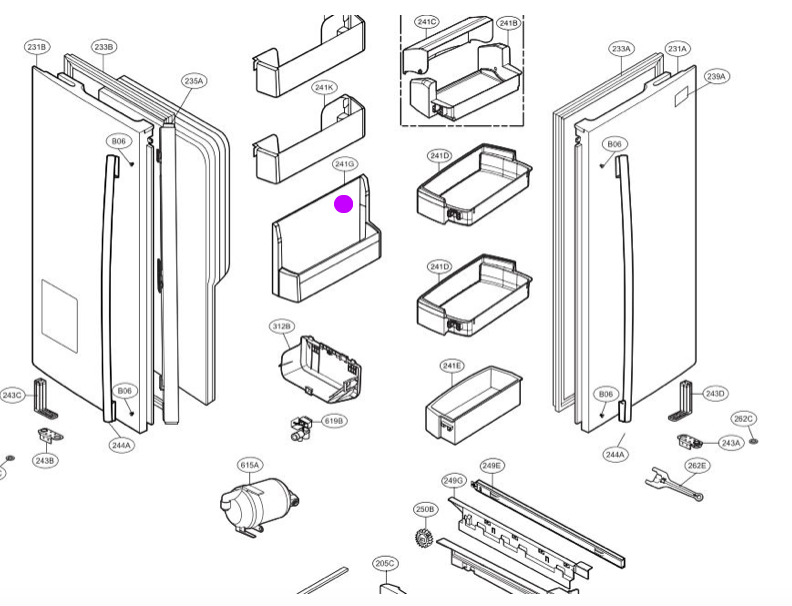 Lg Fridge side by side Door Shelf GR-L218ASL, GF-D613SL,_description(1)