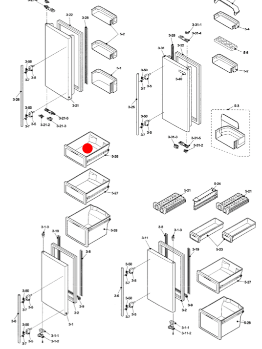 Electrolux freezer top left side section draw EQE6007SA-NAU, 934000002,_description(1)