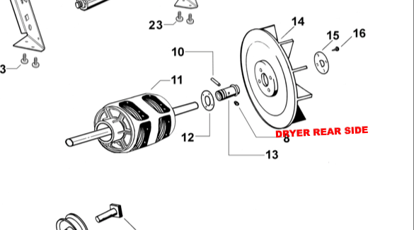 Fisher Paykel Dryer Fan Blade AD39 DE35, 410455, 410455P, _description(1)