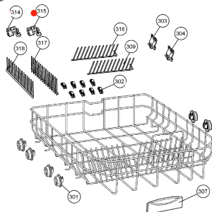 WESTINGHOUSE DISHWASHER LOWER BASKET CLIP 2nd RACK FOLD DOWN Right SIDE 315_description(1)