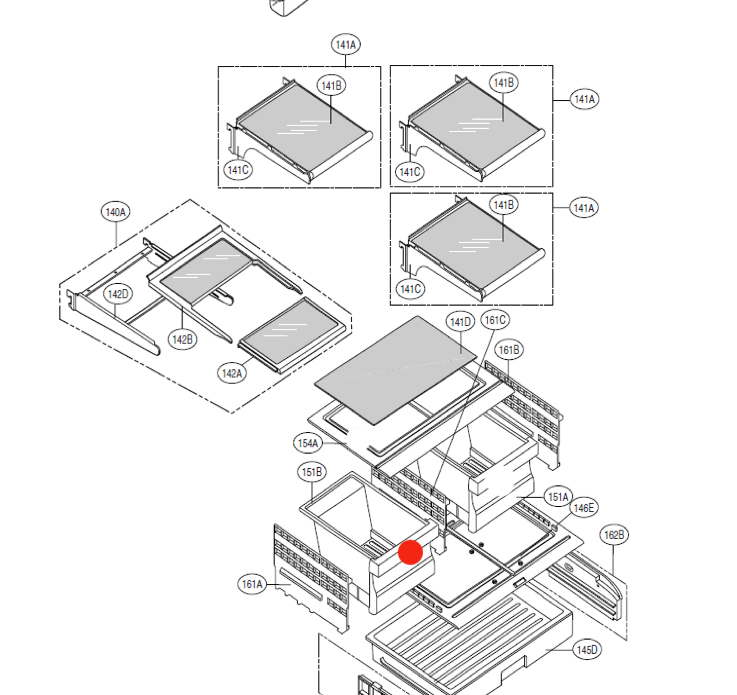 Lg Fridge side by side Door veggie bin Left side  GF-D613SL,_description(1)