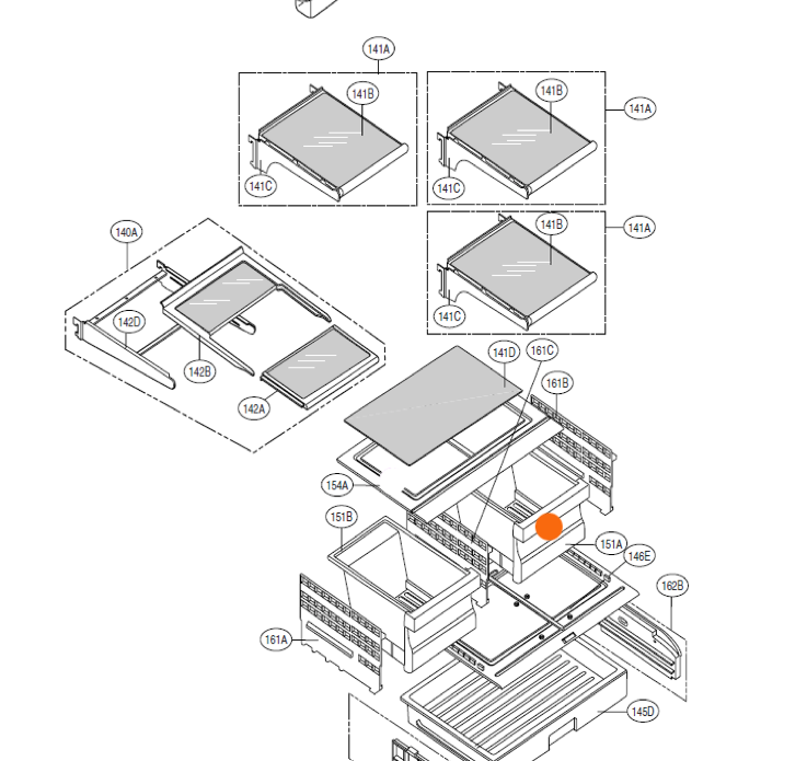 Lg Fridge side by side Door veggie bin Right side GF-D613SL,_description(1)