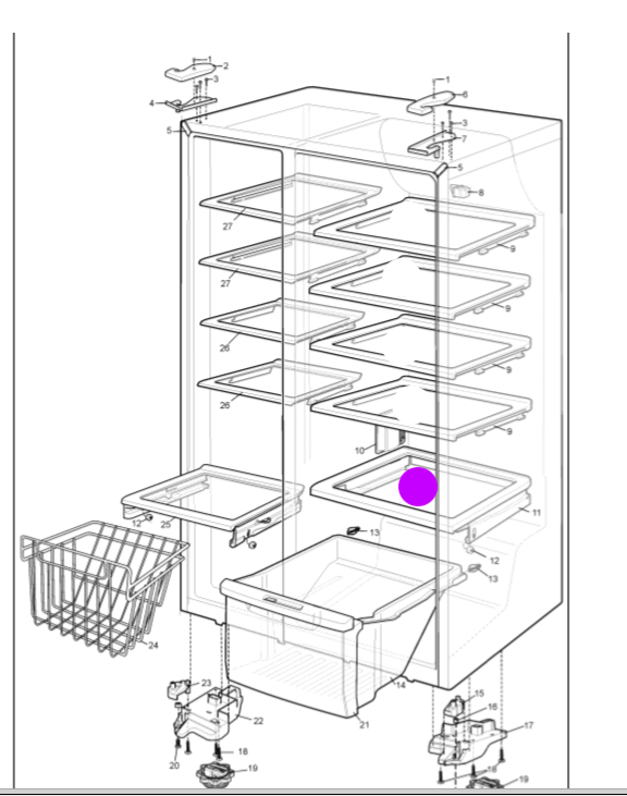 Westinghouse Electrolux Simpson fridge GLASS shelf bin cover FRIDGE side wse6100wa, 60461_description(1)