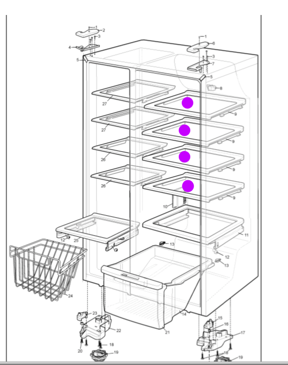 Westinghouse Electrolux Simpson fridge GLASS SHELF INSIDE THE FRIDGE SSM6100WA, *61061_description(1)