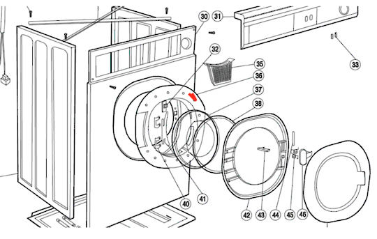 Haier Dryer frame door and ducting sealing frange for porthole GDZ5-1, HDY5-1,_description(1)