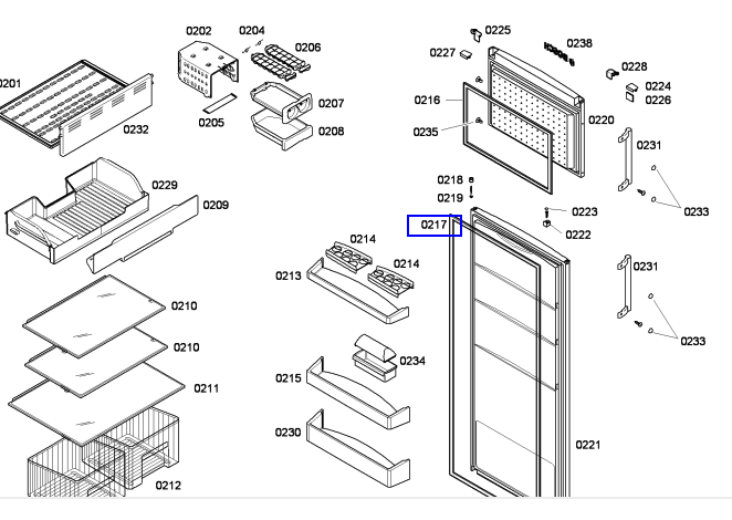 Bosch fridge section Door Seal KDN45X00AU, (684 x 1287mm)_description(1)
