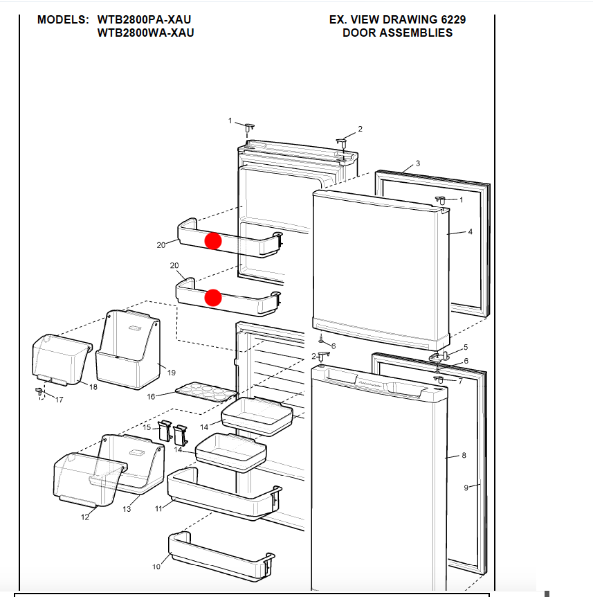 Westinghouse Electrolux freezer door shelf WTB2800PA-XAU, WTB2800WA-XAU,_description(1)
