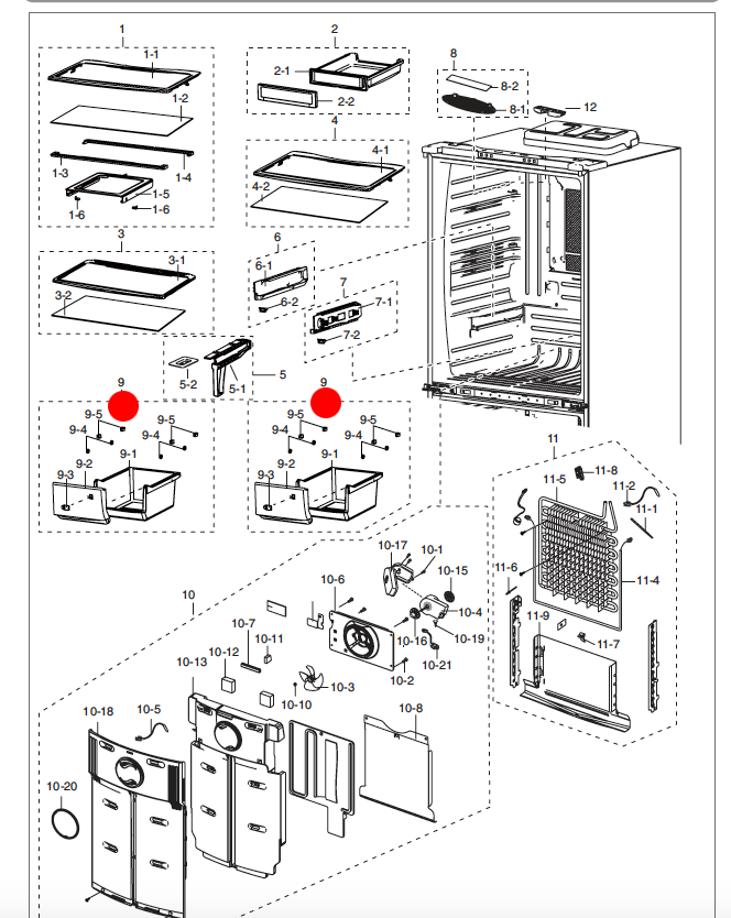 Samsung fridge Veggie Bin Case SRF527DSLS,_description(1)