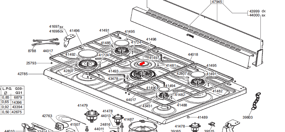 Smeg Cooktop Central Wok Burner inner cap, Diameter: 61mm, version 1_description(1)