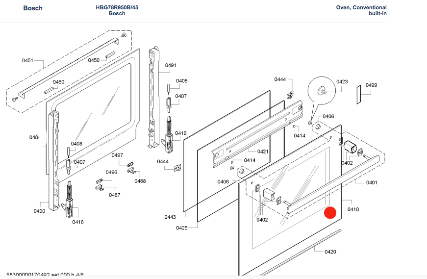 Bosch oven outer door glass HBA63S451A/45,_description(1)