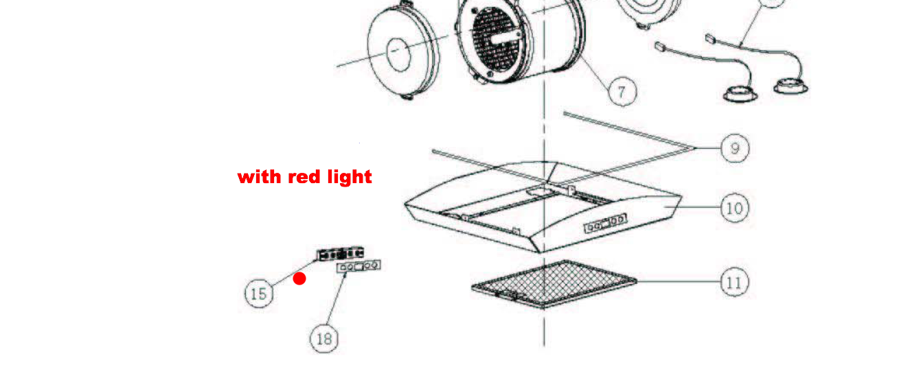 Baumatic Range Hood Rangehood Display board switch Red BKH900GLS, BKH600gls, from serial number 1023001_description(1)