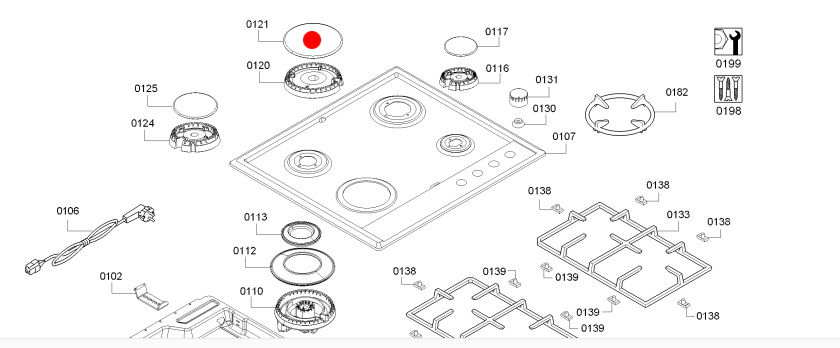 BOSCH COOKTOP gas burner LARGE cap PCH615B9TA,_description(1)
