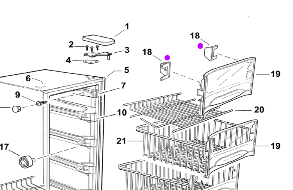 Fisher Paykel FREEZER BASKET FASTENERS CLIPS N149, N150, E150, N209, N210, E210,_description(1)