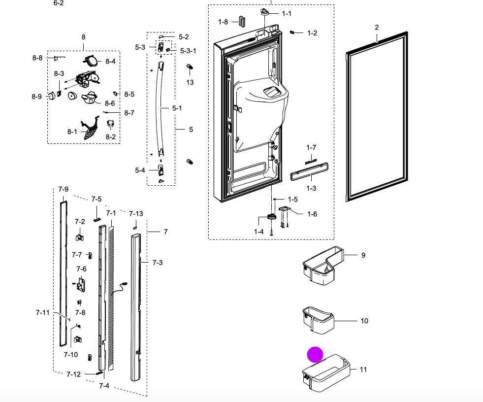 samsung fridge door Bottle shelf Left Door 270b_description(1)