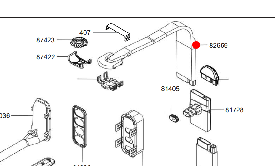 Smeg Dishwasher Upper Spray Arm duct housing , ALIM.HOSE UPPER SPRAY 08,_description(1)