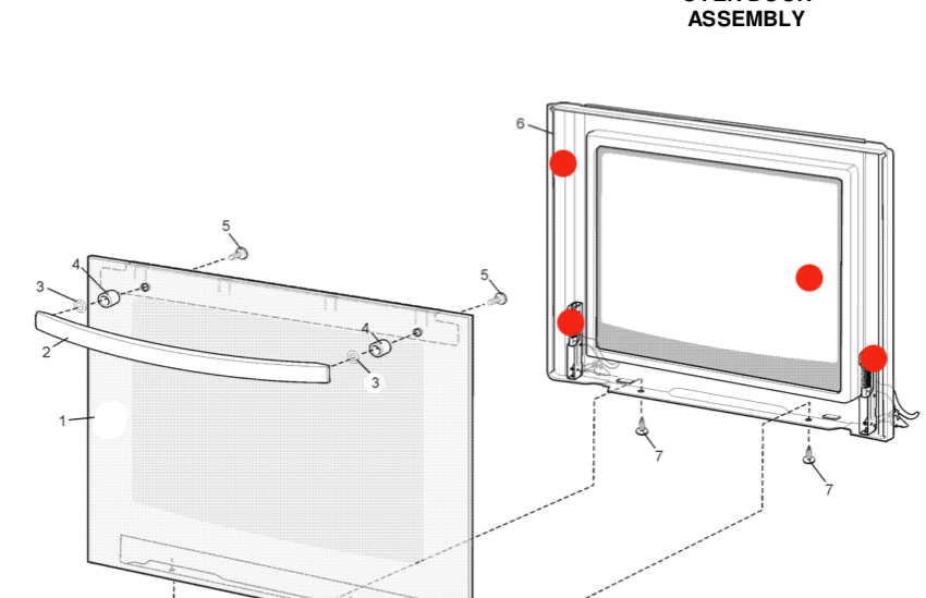 Westinghouse simpson Electrolux wall oven inner Door including hinge PSN632S,_description(1)