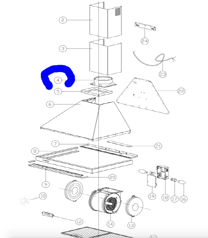 RANGEHOOD OUTLET TUBE REDUCER ADAPTOR Outlet Non Return Flap 150mm,_description(1)