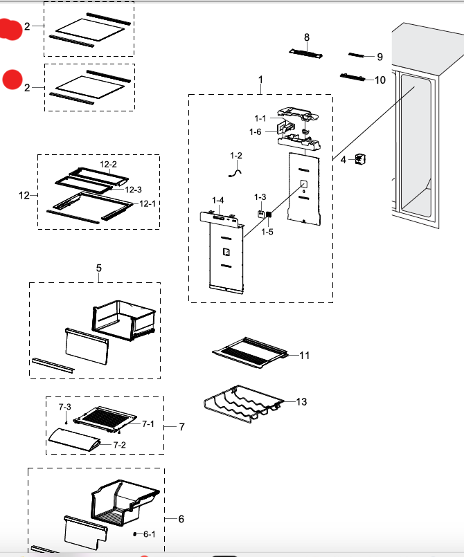 Samsung Fridge Upper Glass shelf SRS636SCLS,_description(1)