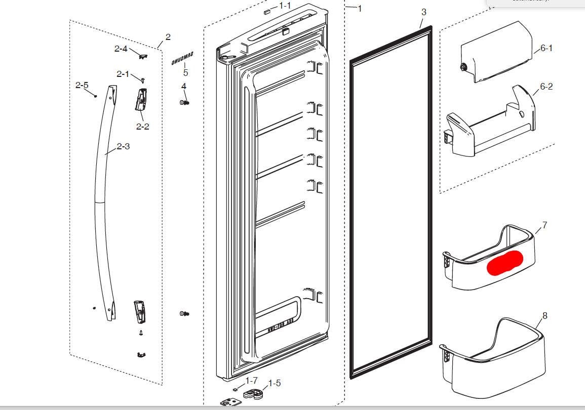 samsung fridge door middle shelf SRF533DLS,_description(1)