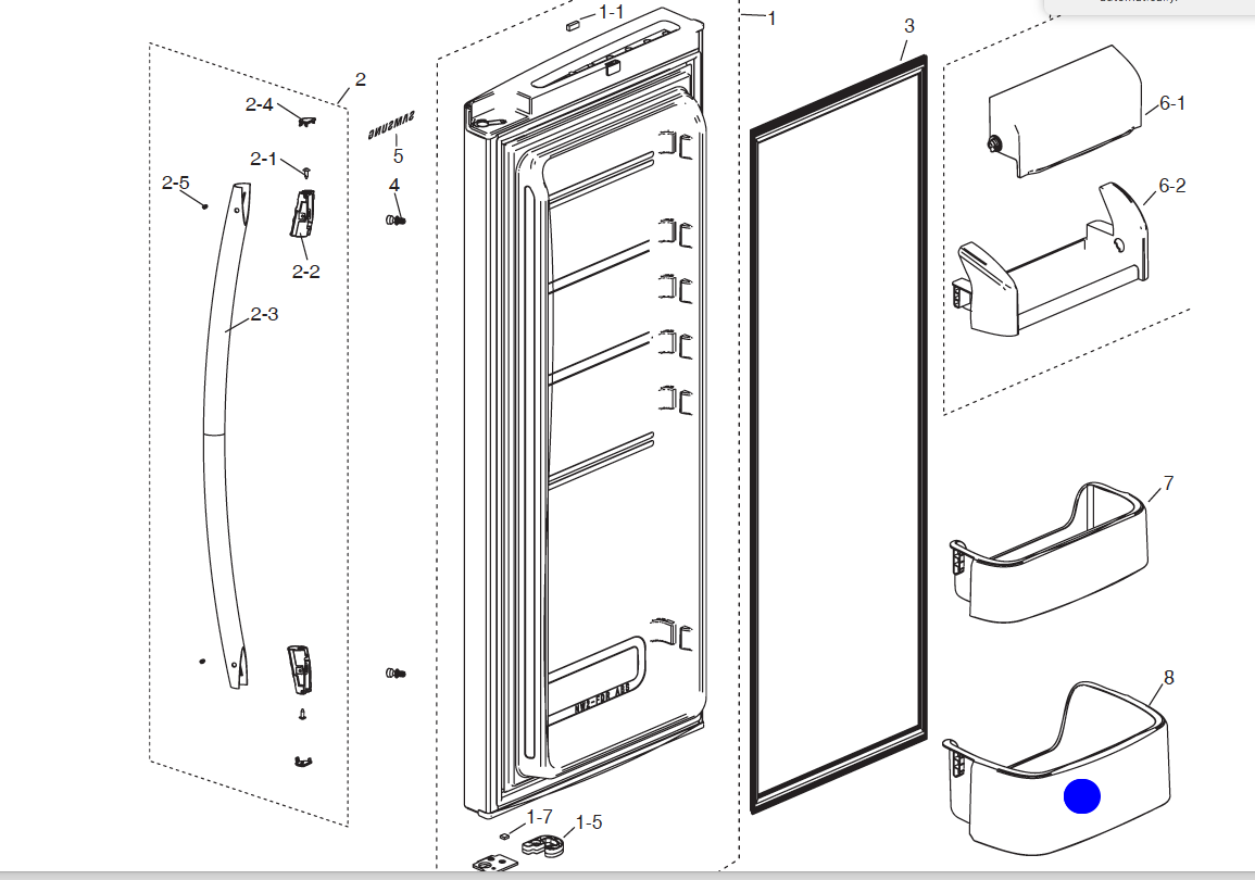 samsung fridge door lowest shelf LEFT DOOR or RIGHT DOOR SRF533DLS,_description(1)