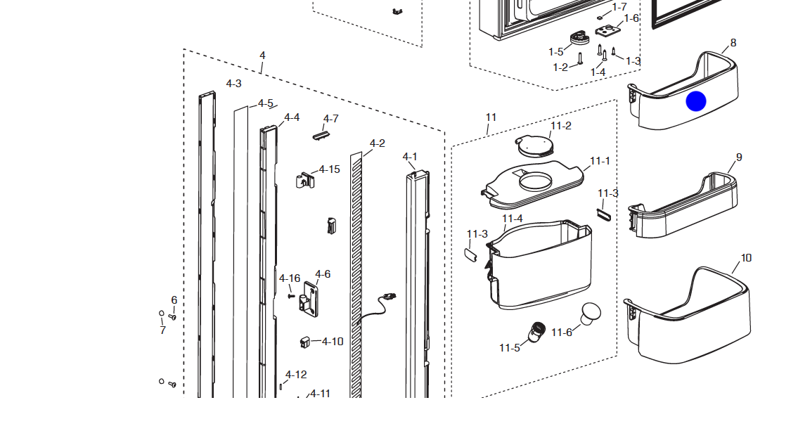 samsung fridge door LEFT UP shelf SRF533DLS,_description(1)
