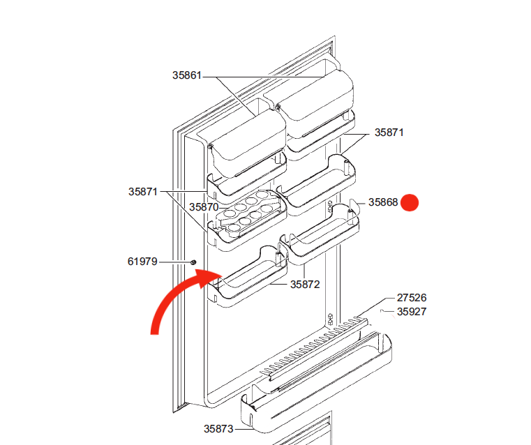 Smeg Fridge door SMALL OR HALF shelf holder Bar 844092382_description(1)