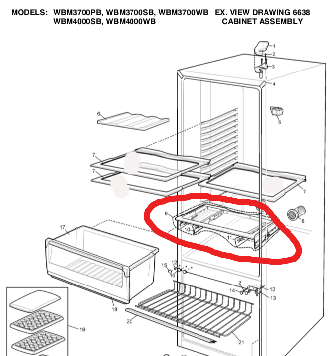 WESTINGHOUSE Fridge veggie bin cover shelf WBM3700sb, NO LONGER AVAILABLE_description(1)