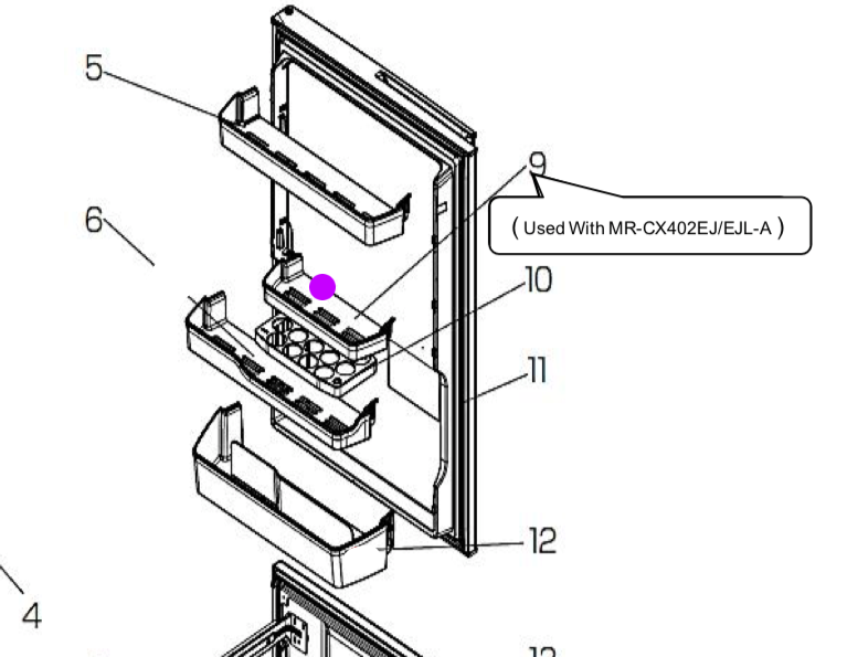 MITSUBISHI FRIDGE HALF SHELF MR-CX370EJ, MR-CX402EJ,_description(1)