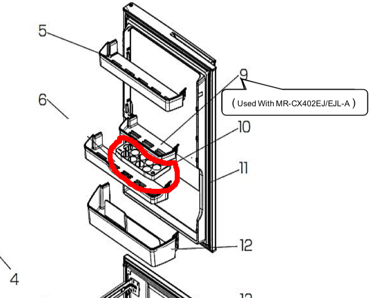 MITSUBISHI FRIDGE EGG TRAY OR BASKET MR-CX370EJ, MR-CX402EJ, *J3115_description(1)