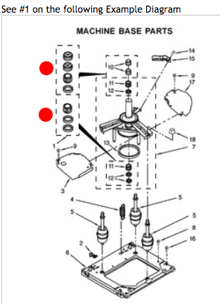 Maytag Whirpool Washing machine Bearings ,285203, model number continued_description(1)