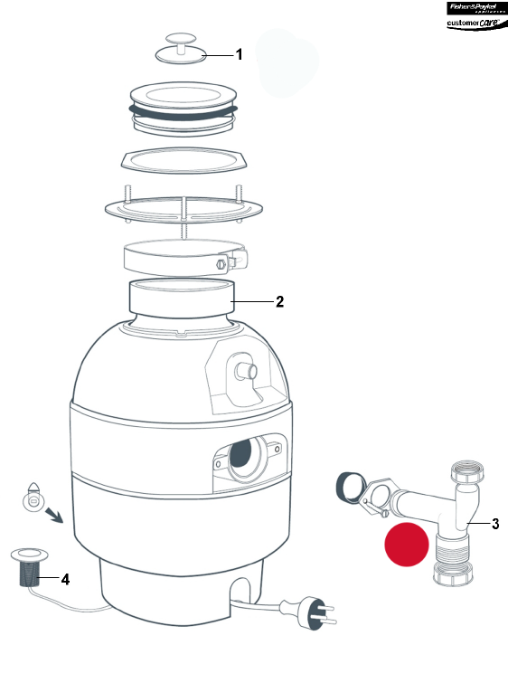 Fisher Paykel and Elba waste disposer ELBOW WASTE DISCHARGE PIPE GD50S, GD75IA, GD751A, 80612. 89162,_description(1)