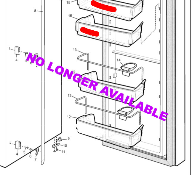 Westinghouse Electrolux Simpson fridge SHELF ESE6107SC, 2 UPPER ON DOOR NO LONGER AVAILABLE_description(1)
