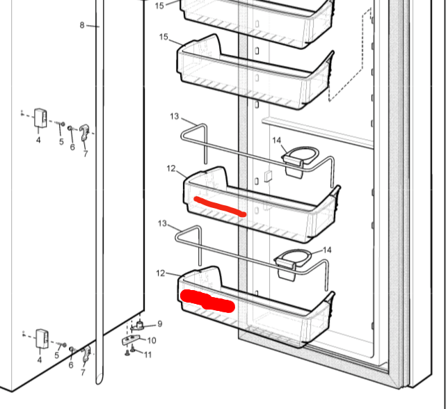Westinghouse Electrolux Simpson fridge BOTTLE SHELF ESE6107SC, LOWEST or 1 upper,_description(1)