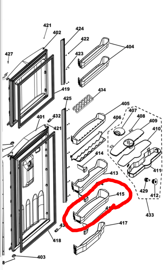 WHIRLPOOL FRIDGE DOOR SHELF 6WMV43NS, 6WMV47NS, WRBE47T,_description(1)