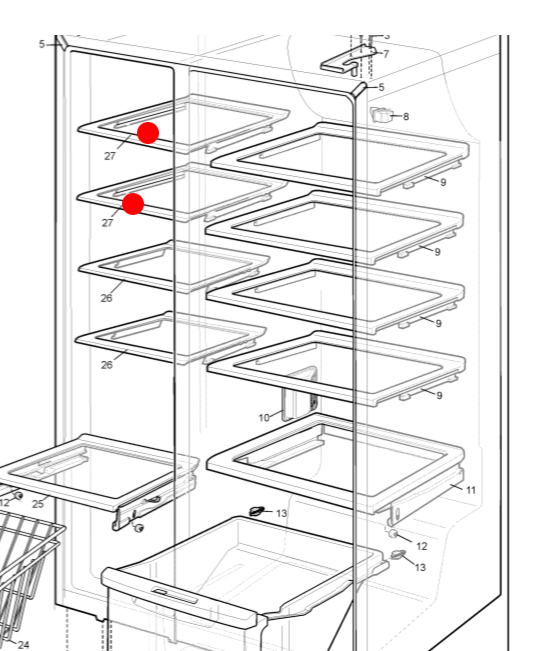 Westinghouse and Simpson and Electrolux Freezer glass shelf, upper 1446230_description(1)