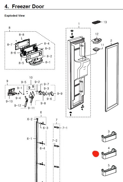 samsung FREEZER DOOR 2nd FROM LOW srs585HDIS , SRS600NLS, SRS858HDIS, SRS580DHLS, *643A_description(1)
