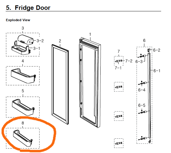 Samsung Fridge LOWEST Shelf ON DOOR SRS585HDIS, SRS600NLS, SRS626HNSS, *03641A,_description(1)