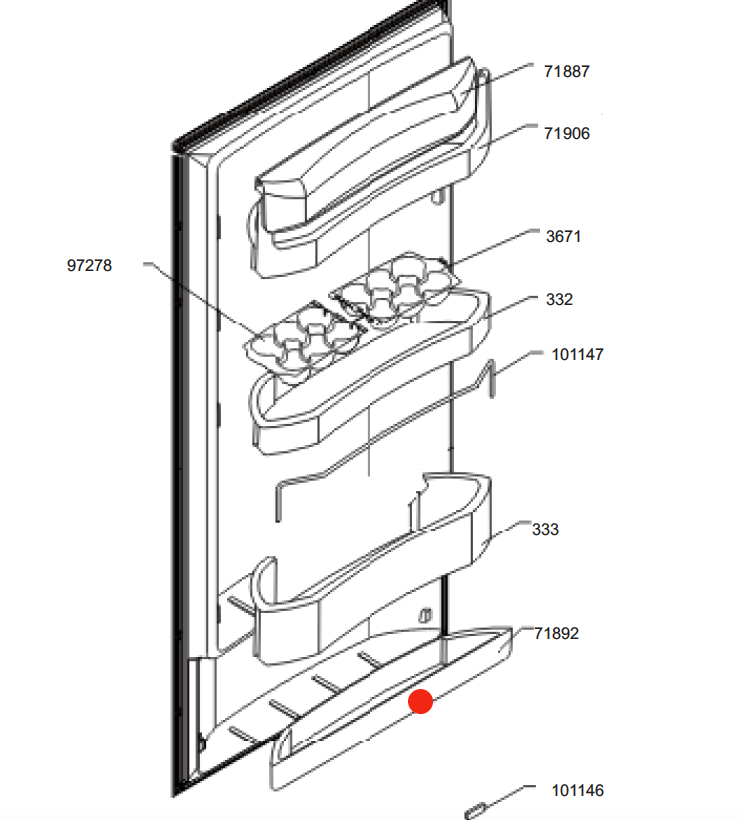 Smeg Fridge door shelf bottle holder first from bottom 760391802_description(1)