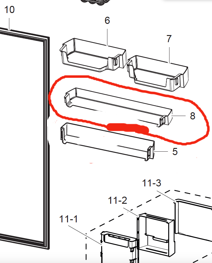 Samsung Fridge Door SR317WTC Can or Egg Shelf, Short in Height_description(1)